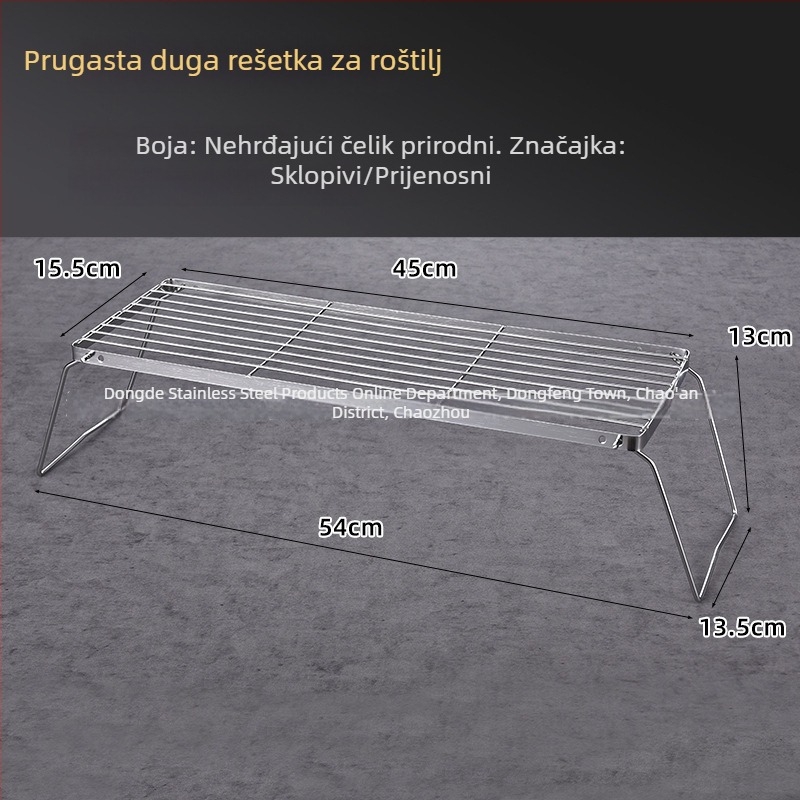 Prijenosni gril od ne magnetnog nehrđajućeg čelika za otvoreno – kvadratni mali set za roštilj s ugljenom, za 3–5 osoba
