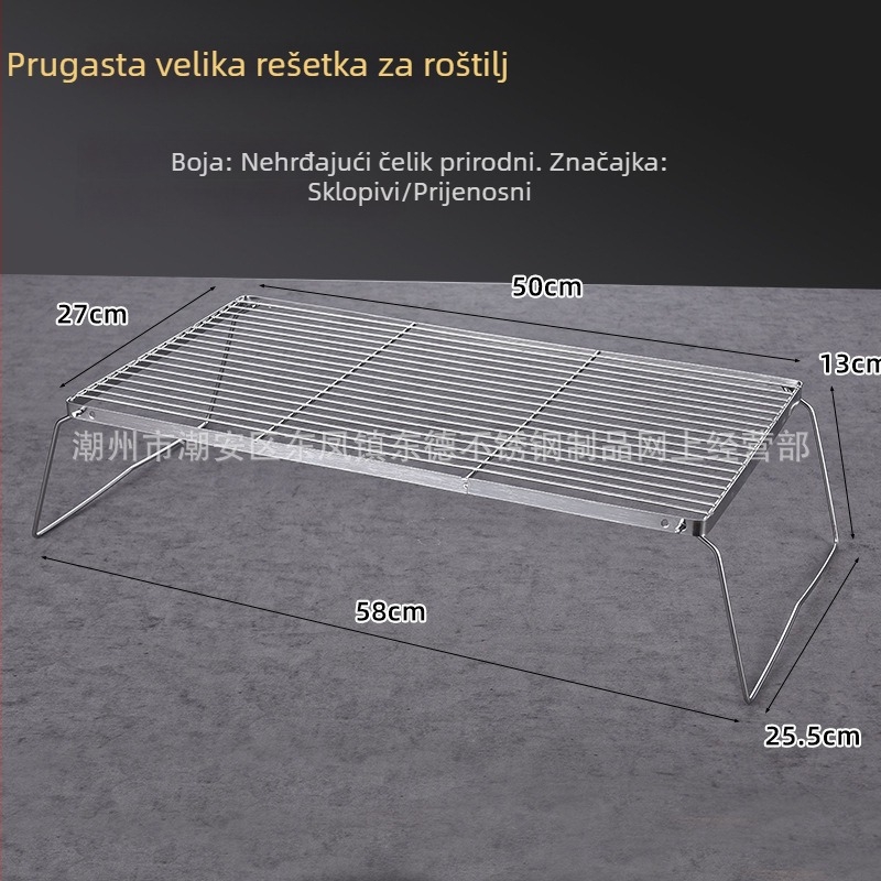 Prijenosni gril od ne magnetnog nehrđajućeg čelika za otvoreno – kvadratni mali set za roštilj s ugljenom, za 3–5 osoba