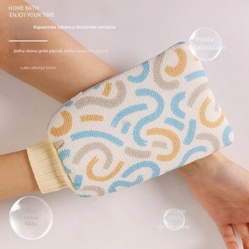 Dvostruka exfolijacijska krpa za tuširanje za odrasle, unisex, s finim i grubim pijeskom za piling
