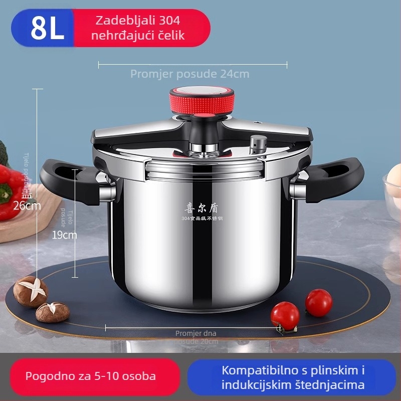Universal Treasure Mehanički lonac pod tlakom, 304 nehrđajući čelik, otporan na eksplozije, pogodan za plinski i indukcijski štednjak, kućna uporaba