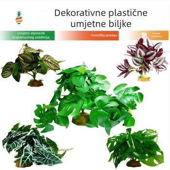 Umjetne biljke za terarij za reptile i kornjače – zeleni listovi za prašumski habitat