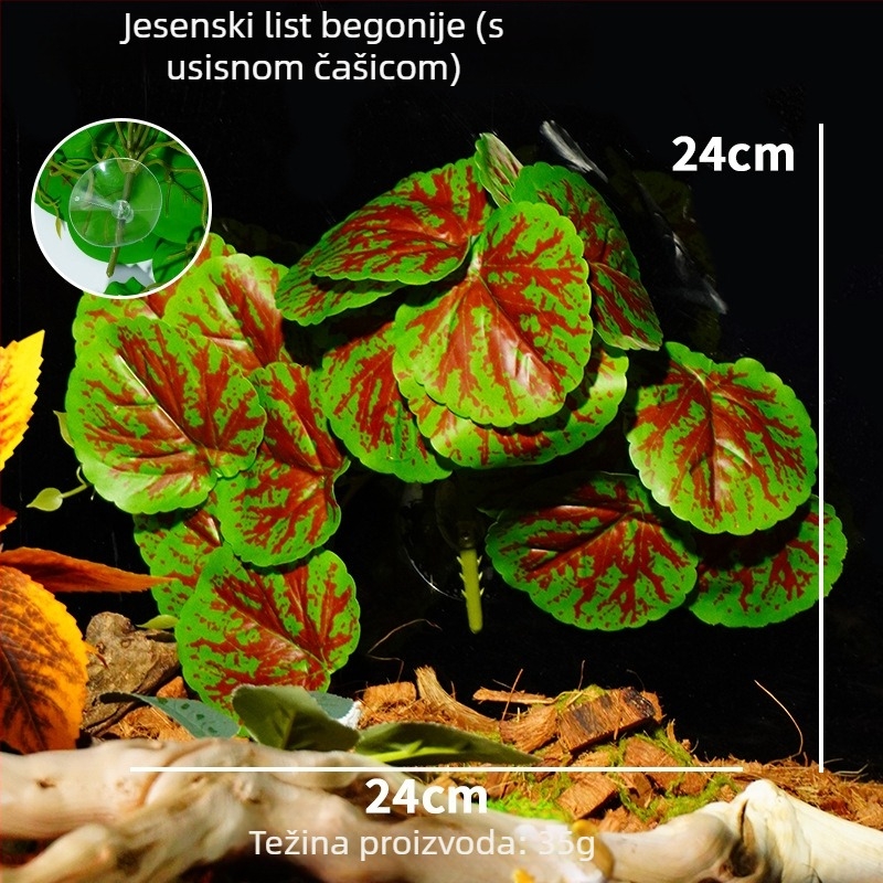 Umjetne biljke za terarij za reptile i kornjače – zeleni listovi za prašumski habitat