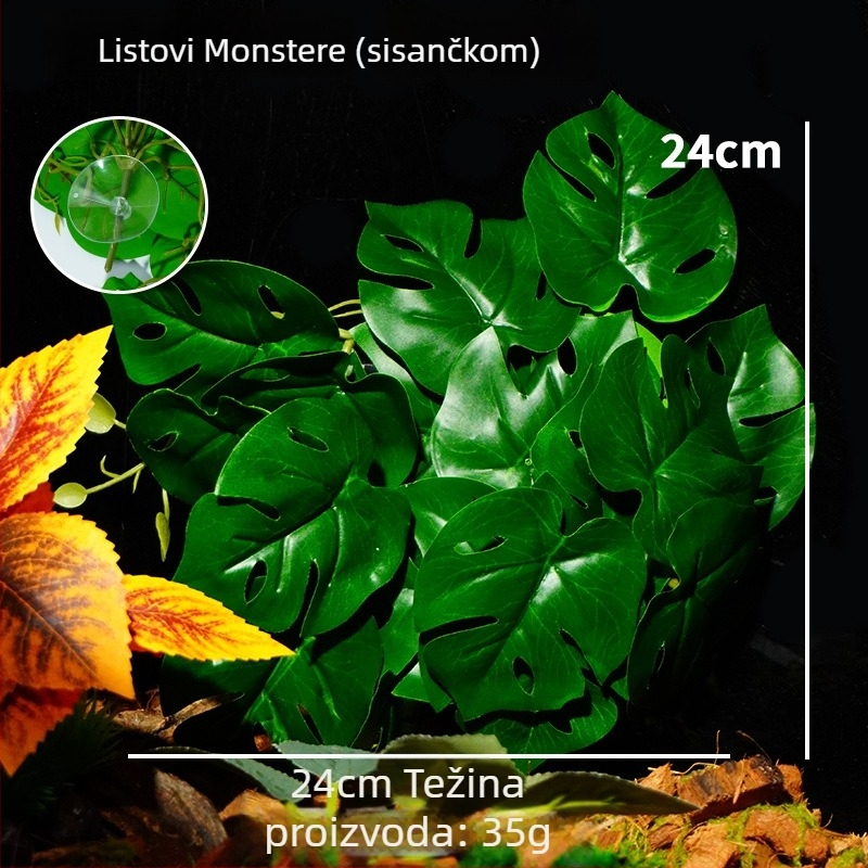 Umjetne biljke za terarij za reptile i kornjače – zeleni listovi za prašumski habitat