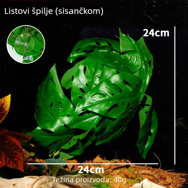 Umjetne biljke za terarij za reptile i kornjače – zeleni listovi za prašumski habitat