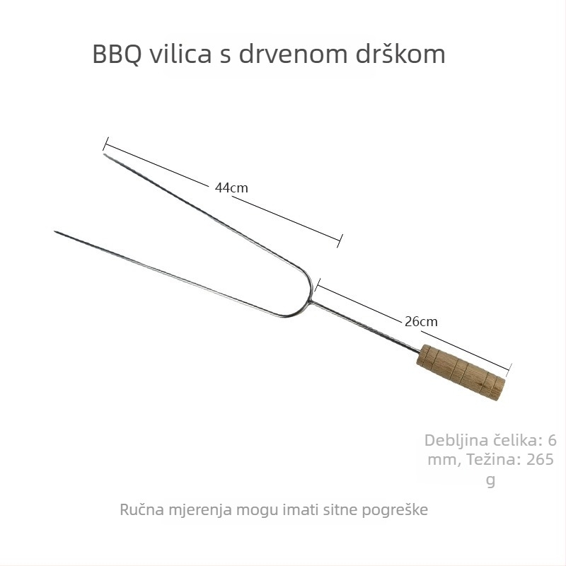 Nehrđajući čelični ražnjići za roštilj, 60 cm, dvostruko i trostruko zubi, komercijalna namjena, za brazilsku janjetinu, piletinu i zeca