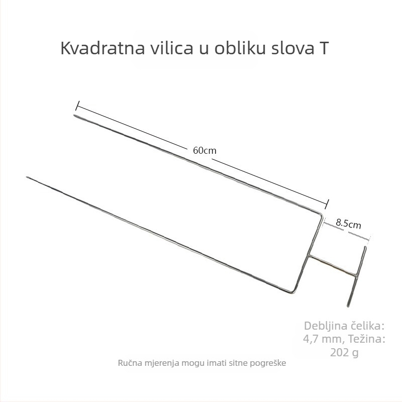 Nehrđajući čelični ražnjići za roštilj, 60 cm, dvostruko i trostruko zubi, komercijalna namjena, za brazilsku janjetinu, piletinu i zeca