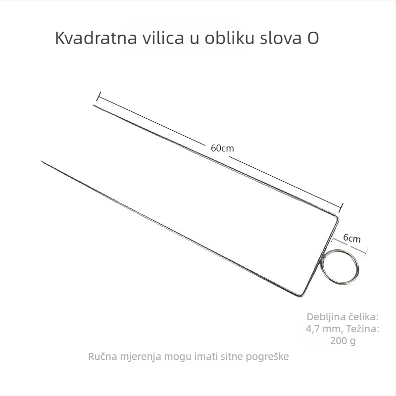 Nehrđajući čelični ražnjići za roštilj, 60 cm, dvostruko i trostruko zubi, komercijalna namjena, za brazilsku janjetinu, piletinu i zeca