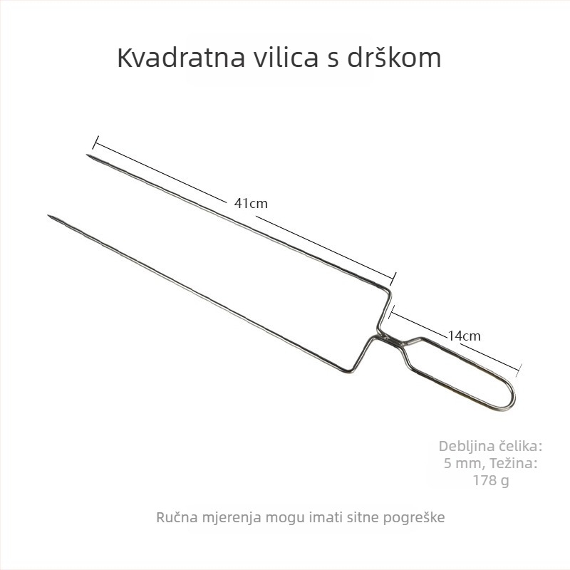 Nehrđajući čelični ražnjići za roštilj, 60 cm, dvostruko i trostruko zubi, komercijalna namjena, za brazilsku janjetinu, piletinu i zeca