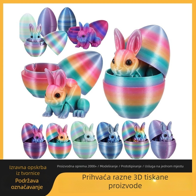 3D tiskana uskrsna jaja s ukrasnim zecom, prilagodljiv logotip, set jaja za Uskrs