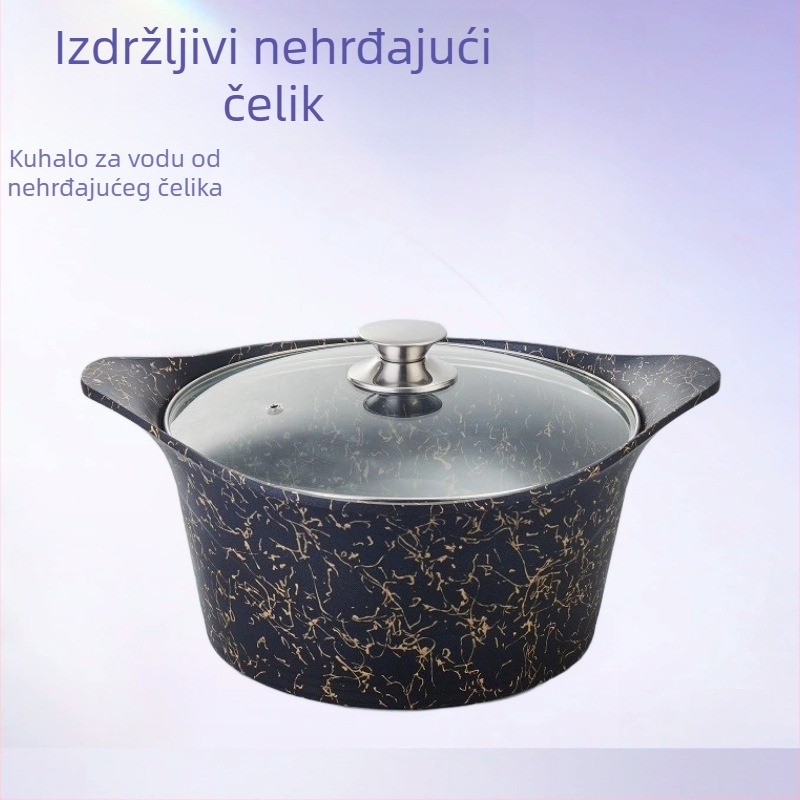 Novi stil: 10-dijelni skup posuđa od lijevanog aluminija s neprijanjajućim premazom, lonac za juhu i tava