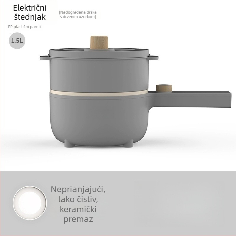 Višenamjenska električna posuda za kuhanje za dom ili studentski dom, kompaktna, s keramičkim unutarnjim spremnikom i parom te wok funkcijom