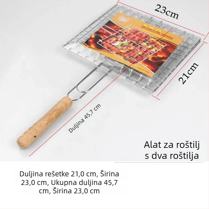 Nehrđajući čelični klips za roštilj s držalom za pečenje ribe i hamburgera