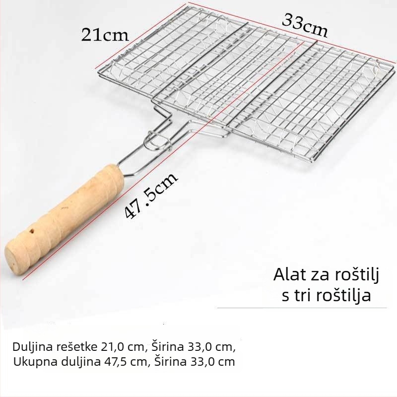 Nehrđajući čelični klips za roštilj s držalom za pečenje ribe i hamburgera