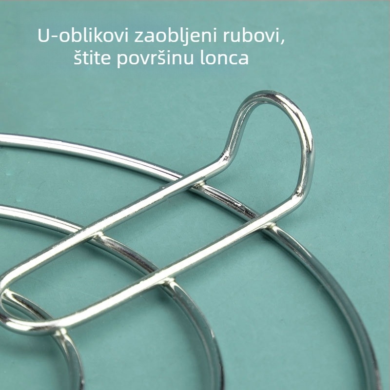 Rešetka za paru od 304 nehrđajućeg čelika s kratkim nogicama i ručkom, ojačana posuda za kuhanje na paru za tlakove lonce, višenamjensko kućno korištenje