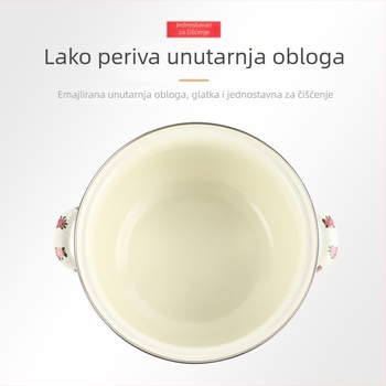 Petodijelni set emajliranih lonaca, 18–26 cm, s staklenim poklopcima, lonac s dvostrukom ručkom