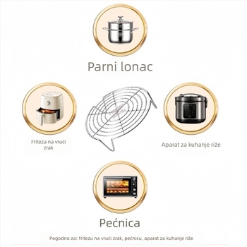 Debeli nehrđajući čelični tanjur za paru i stalak za paru, visokokrilni roštilj za wok