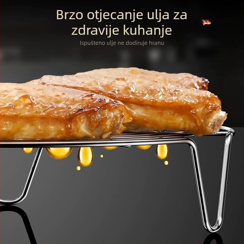 Debeli nehrđajući čelični tanjur za paru i stalak za paru, visokokrilni roštilj za wok