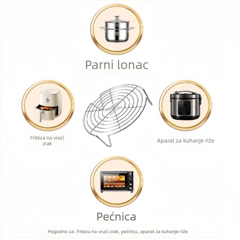 Debeli nehrđajući čelični tanjur za paru i stalak za paru, visokokrilni roštilj za wok
