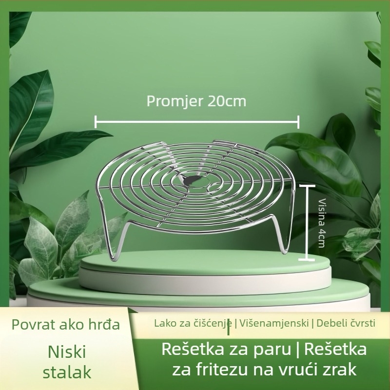 Debeli nehrđajući čelični tanjur za paru i stalak za paru, visokokrilni roštilj za wok