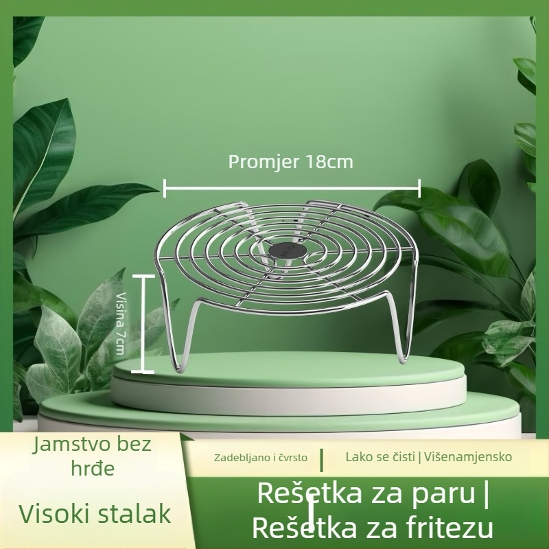 Debeli nehrđajući čelični tanjur za paru i stalak za paru, visokokrilni roštilj za wok