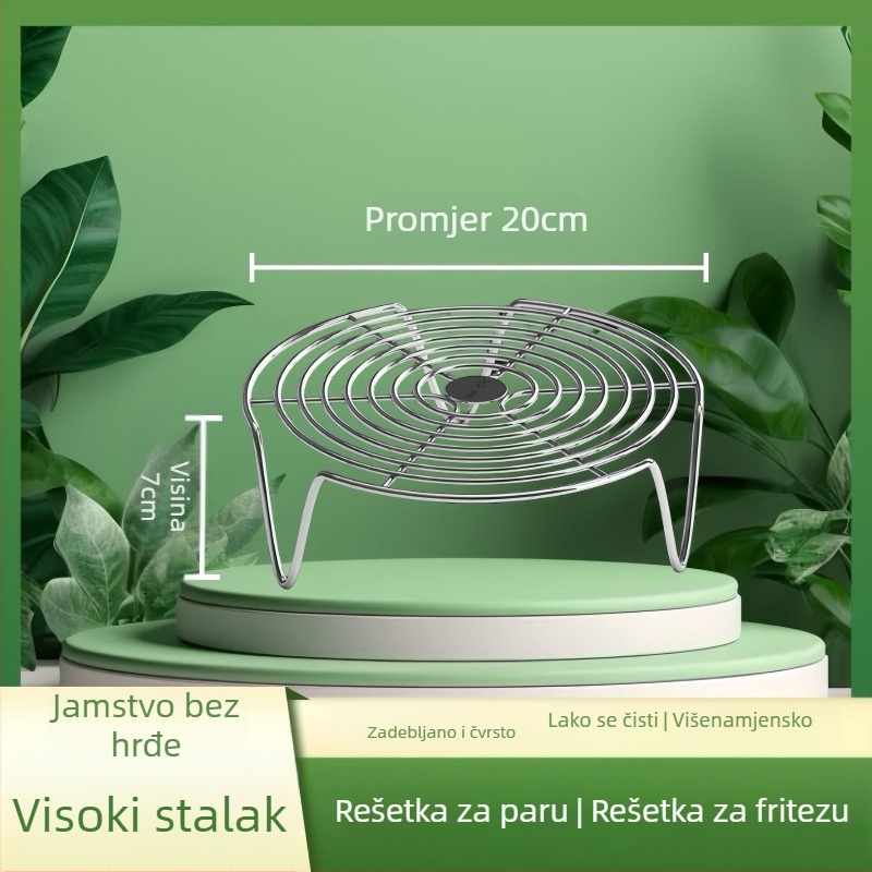 Debeli nehrđajući čelični tanjur za paru i stalak za paru, visokokrilni roštilj za wok