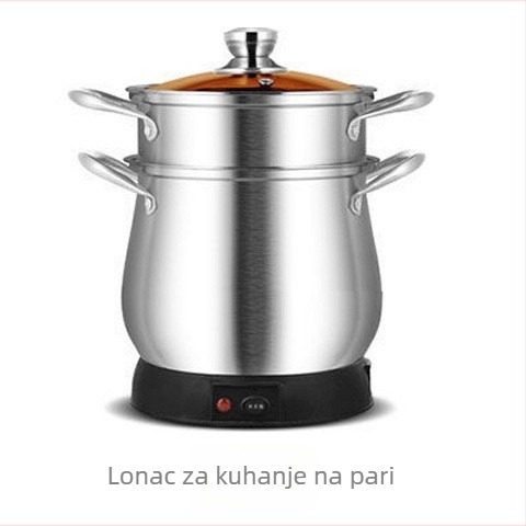 Električni dvostruki lonac za paru s poklopcem i rešetkom za paru, veliki kapacitet