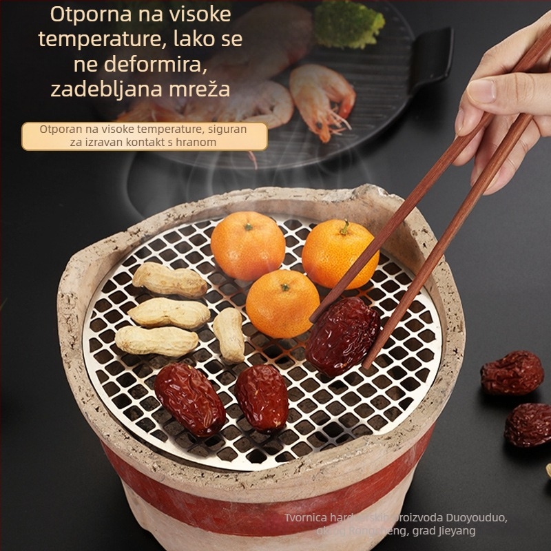 Okrugla mreža za roštilj od nehrđajućeg čelika 410, za vanjske štednjake, prijenosna debela mrežica za kuhanje