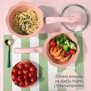 Set posuđa za dječju prehranu: mala posuda za mlijeko i tava s neprijanjajućim dnom