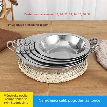 Lonac od nehrđajućeg čelika sa širokim rubom, dodatno debel, dvostruka ručka, profesionalno kuhinjsko posuđe za hotele i restorane, na skladištu