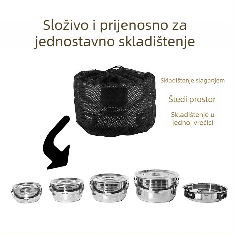 Vanjski set posuđa za kuhanje – prijenosni kamp kuhinjski set s loncima i kompletnim štednjakom