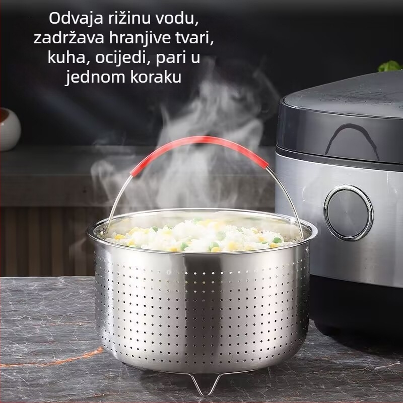 Košara za paru od 316 nehrđajućeg čelika, debeli rešetka za kuhanje riže — kućna upotreba