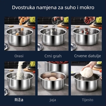 Set posuđa od nehrđajućeg čelika, pet komada s poklopcima; uključuje tajlandski lonac i indijski lonac