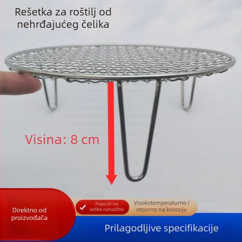 Okrugla nehrđajuća čelična mreža s 8 cm visokim nogicama, za uređaj s kuhanjem na zrak, odvodna mreža, pogodna za dimljeno meso i rošćeno voće