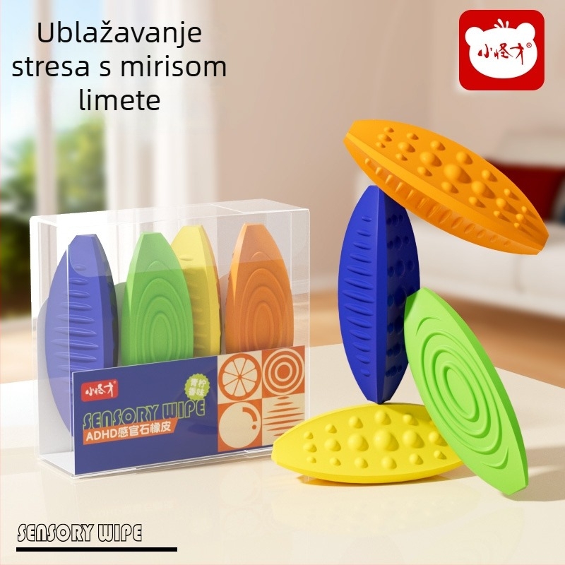 Little Genius senzorni kamen s mirisom limete za učenike, ADHD, kreativan trening pažnje, gumica za brisanje