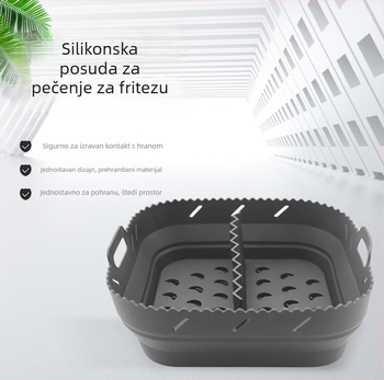 Kvadratna silikon podloga za zrak-fritezu, 8-inčna sklopiva tepsija za pečenje s pregradom