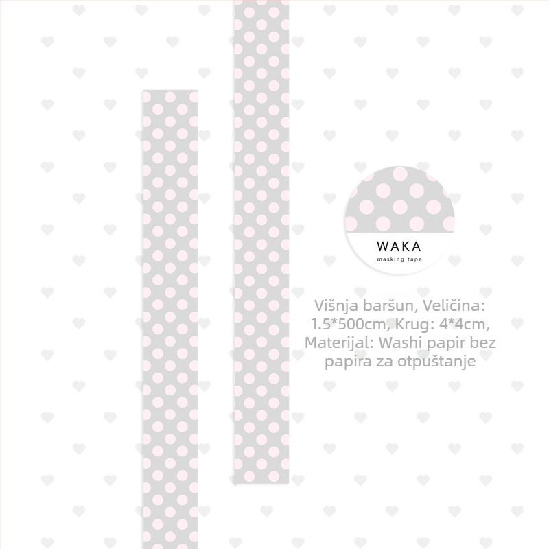 Waka Waka Washi traka s točkicama – ukrasne naljepnice za dnevnik, šarene točkice, lako odvajaju, japanskog stila kolaža materijali