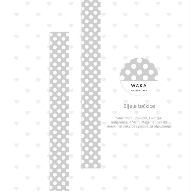 Waka Waka Washi traka s točkicama – ukrasne naljepnice za dnevnik, šarene točkice, lako odvajaju, japanskog stila kolaža materijali