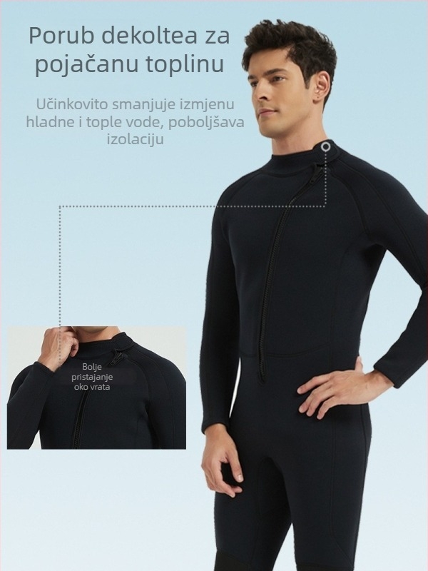 3 mm jednodelni neopren kombinezon, zaštita od hladnoće i održavanje topline, za ronjenje, surfanje i snorkeling te zimsko plivanje, s dugim rukavima i dugim nogavicama, unisex, odrasli