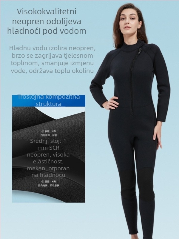 3 mm jednodelni neopren kombinezon, zaštita od hladnoće i održavanje topline, za ronjenje, surfanje i snorkeling te zimsko plivanje, s dugim rukavima i dugim nogavicama, unisex, odrasli