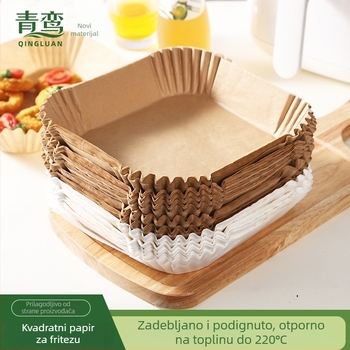 Papi papir za pečenje za air fryer s BBQ podlogom, debeli papir za pečenje s prehrambenim silikonskim uljem, papir za upijanje masnoće i razdvajanje masnoće