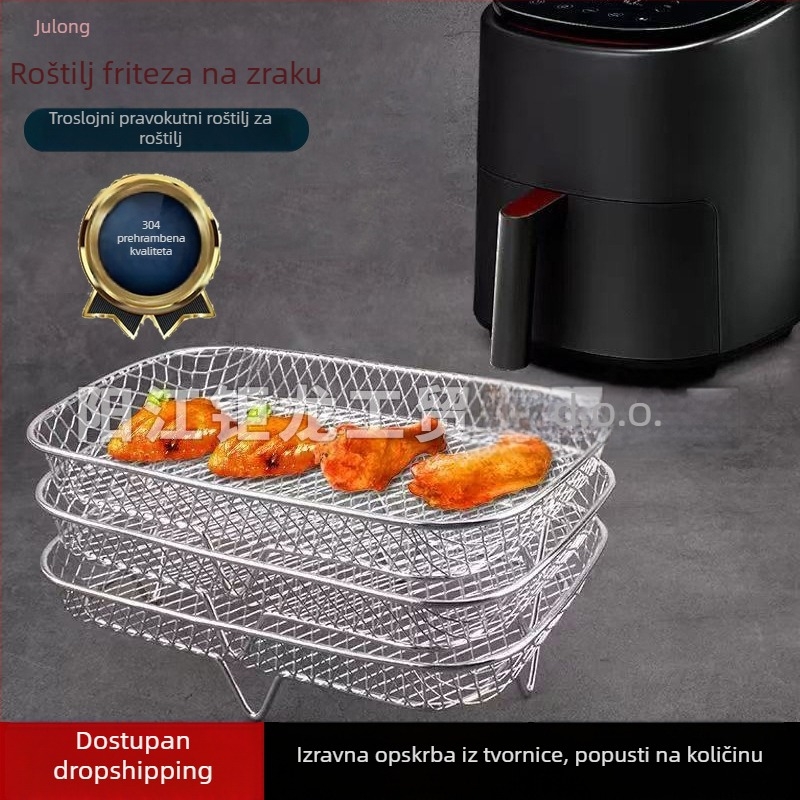 304 nehrđajući čelik, četveronožni kvadratni stalak za fritezu i pećnicu, mreža za odvod ulja