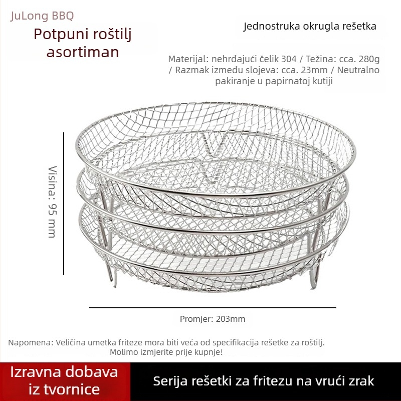304 nehrđajući čelik, četveronožni kvadratni stalak za fritezu i pećnicu, mreža za odvod ulja