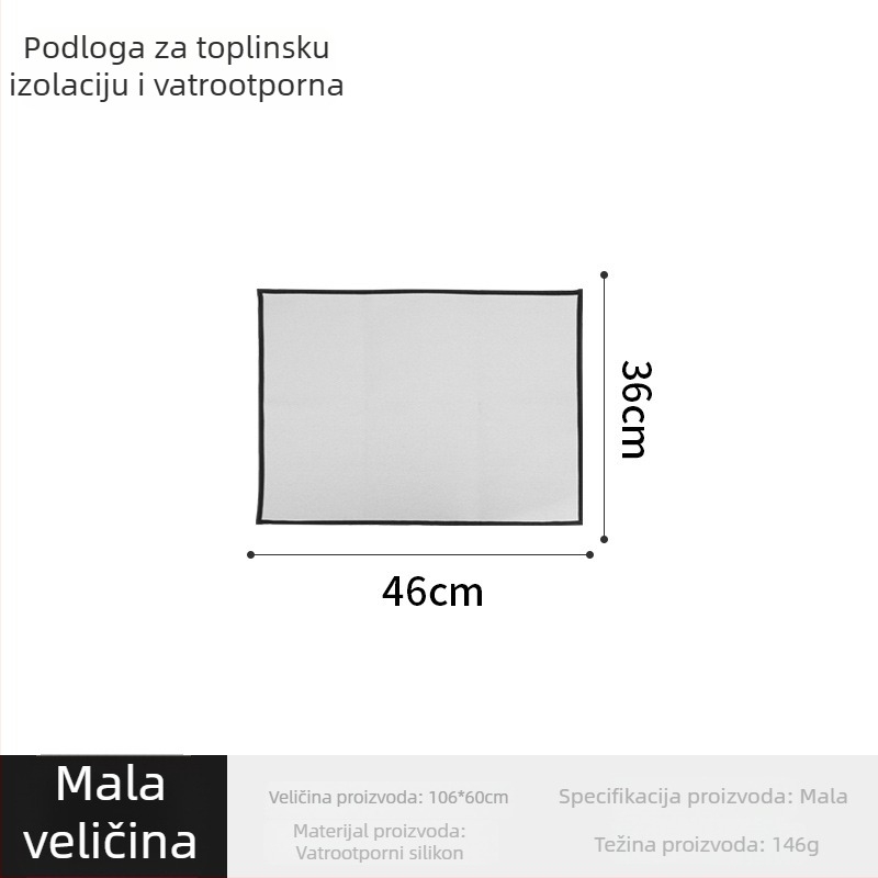 Vanjska visokotemperaturna vatrootporna silikonska podloga za kampiranje i roštiljanje – toplinska izolacija, protuklizna, višestruka uporaba