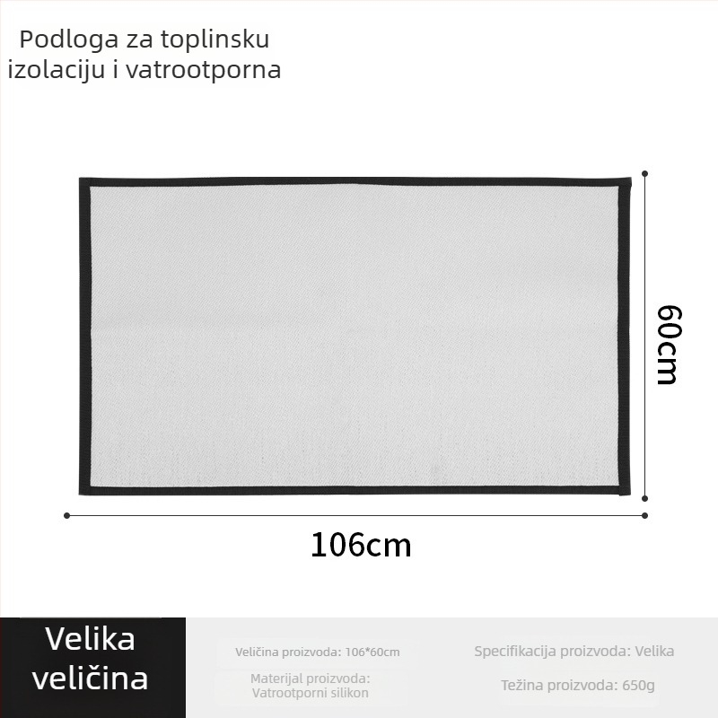 Vanjska visokotemperaturna vatrootporna silikonska podloga za kampiranje i roštiljanje – toplinska izolacija, protuklizna, višestruka uporaba