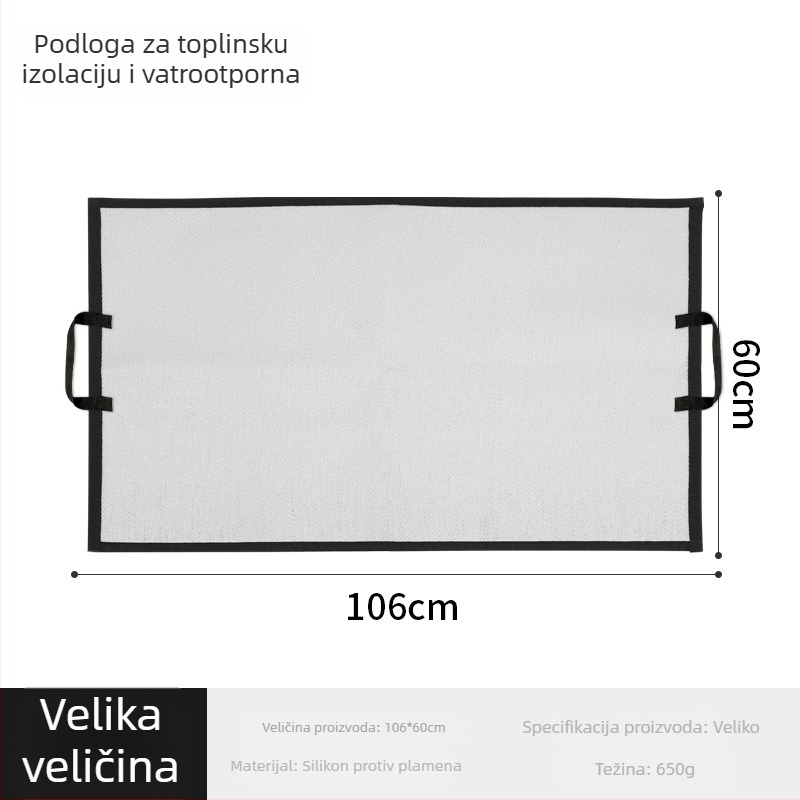 Vanjska visokotemperaturna vatrootporna silikonska podloga za kampiranje i roštiljanje – toplinska izolacija, protuklizna, višestruka uporaba