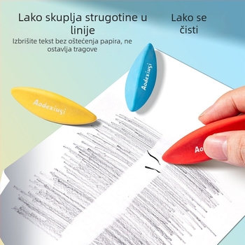 Kreativna gumica bez ostataka, ultra čista, za učenike, trokutasto-dijamantni oblik, pri brisanju pretvara se u trake, skuplja otpad, ne ostavlja tragove