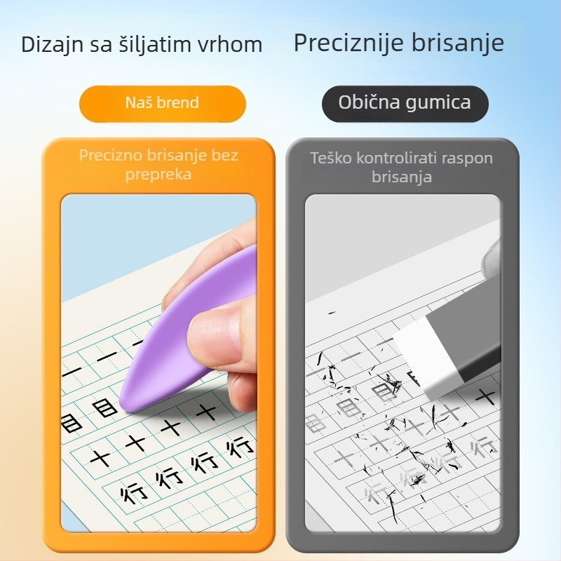 Kreativna gumica bez ostataka, ultra čista, za učenike, trokutasto-dijamantni oblik, pri brisanju pretvara se u trake, skuplja otpad, ne ostavlja tragove