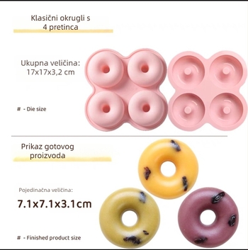 Četverokomorna silikonska forma za donute, za pećnicu – DIY kalupi za kolače