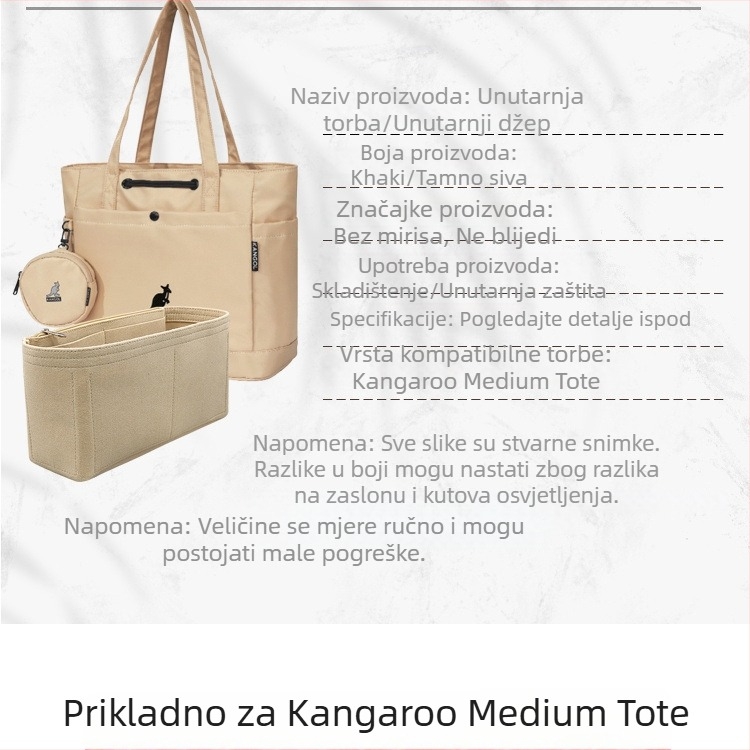 Unutarnja uložak i organizator za srednju torbu Kangol Kangaroo – lagan, sklopivi pregradnik