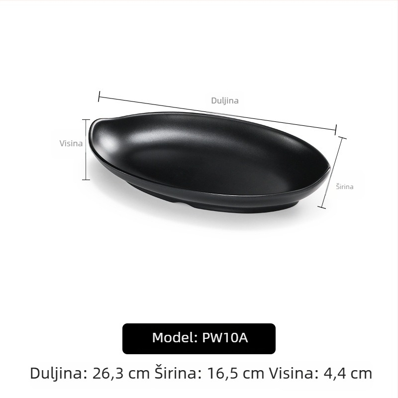 A5 melaminska pločica za hot pot i roštilj, pravokutna crna, plastična imitacija porculana, komercijalna upotreba